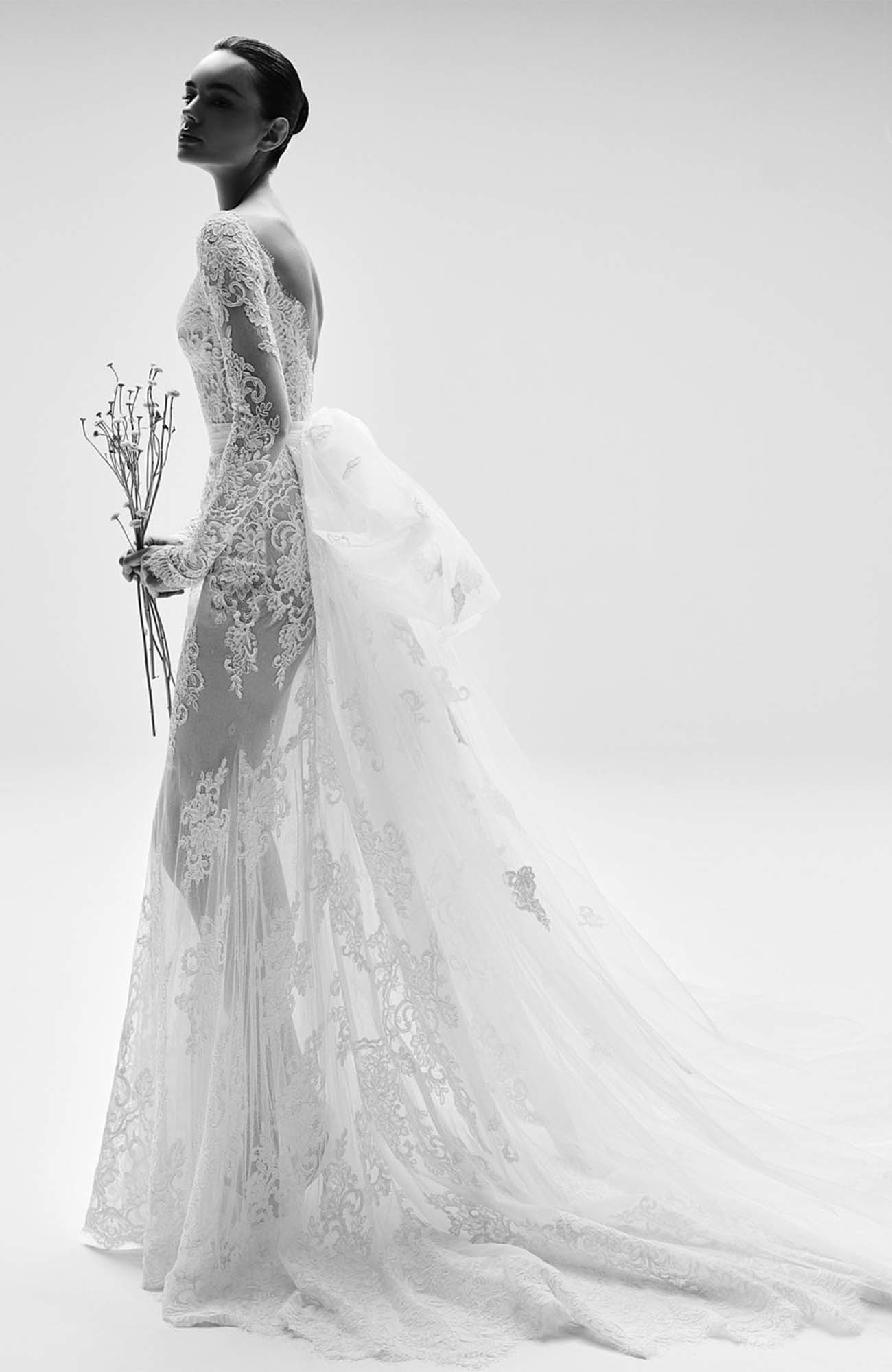 Zuhair Murad Mariage Spring 2026 Look 1 strapless beaded wedding dress with sweetheart neckline and detachable overskirt