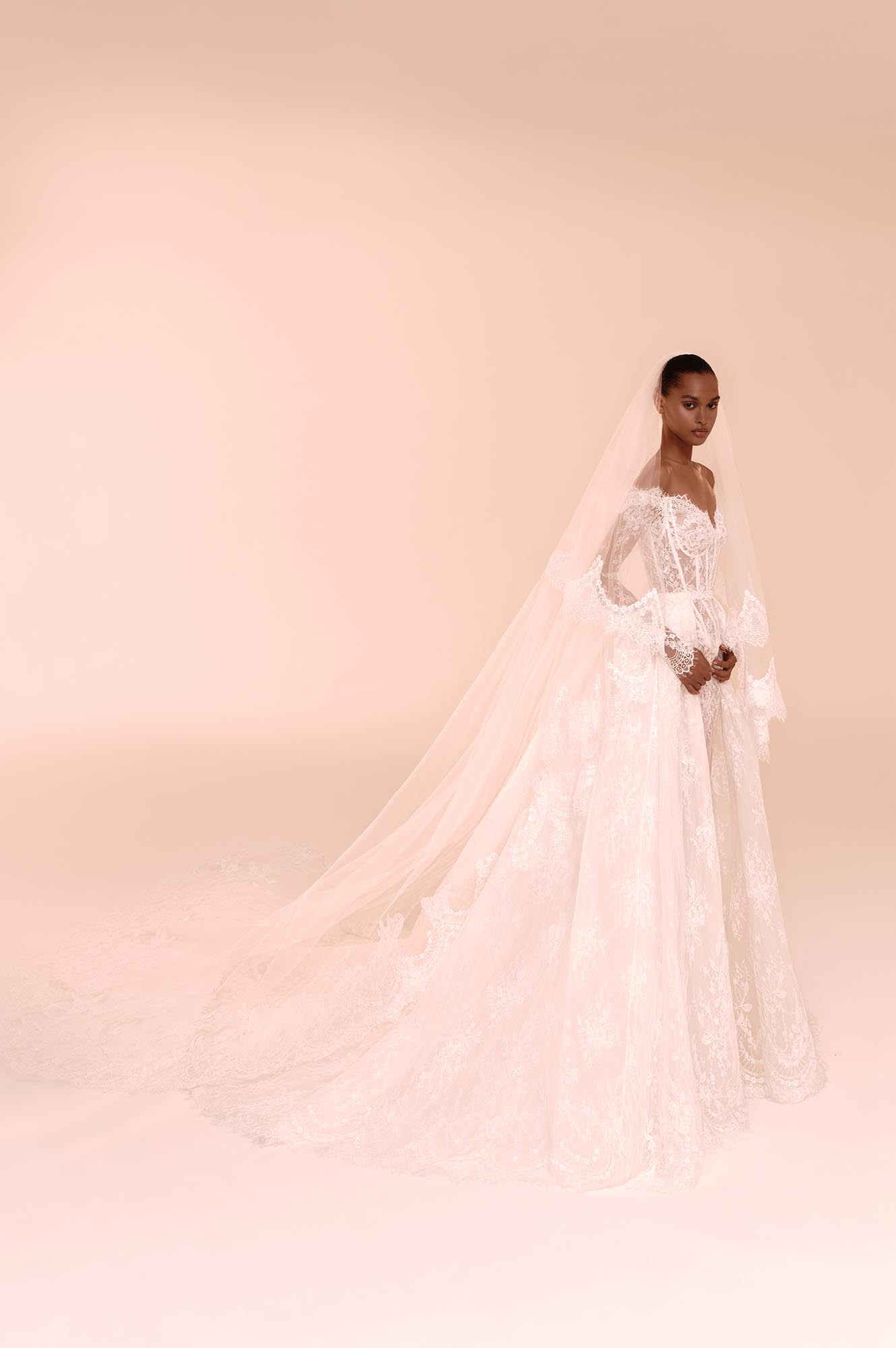 Zuhair Murad Mariage Fall 2026 Look 13 strapless satin ball gown wedding dress with embellished corset and full skirt